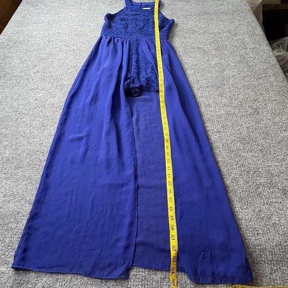 Sweet Storm Romper Blue L Sheer Overlay Mesh Panel Train Lace Whimsical Ren Fair - Picture 13 of 16